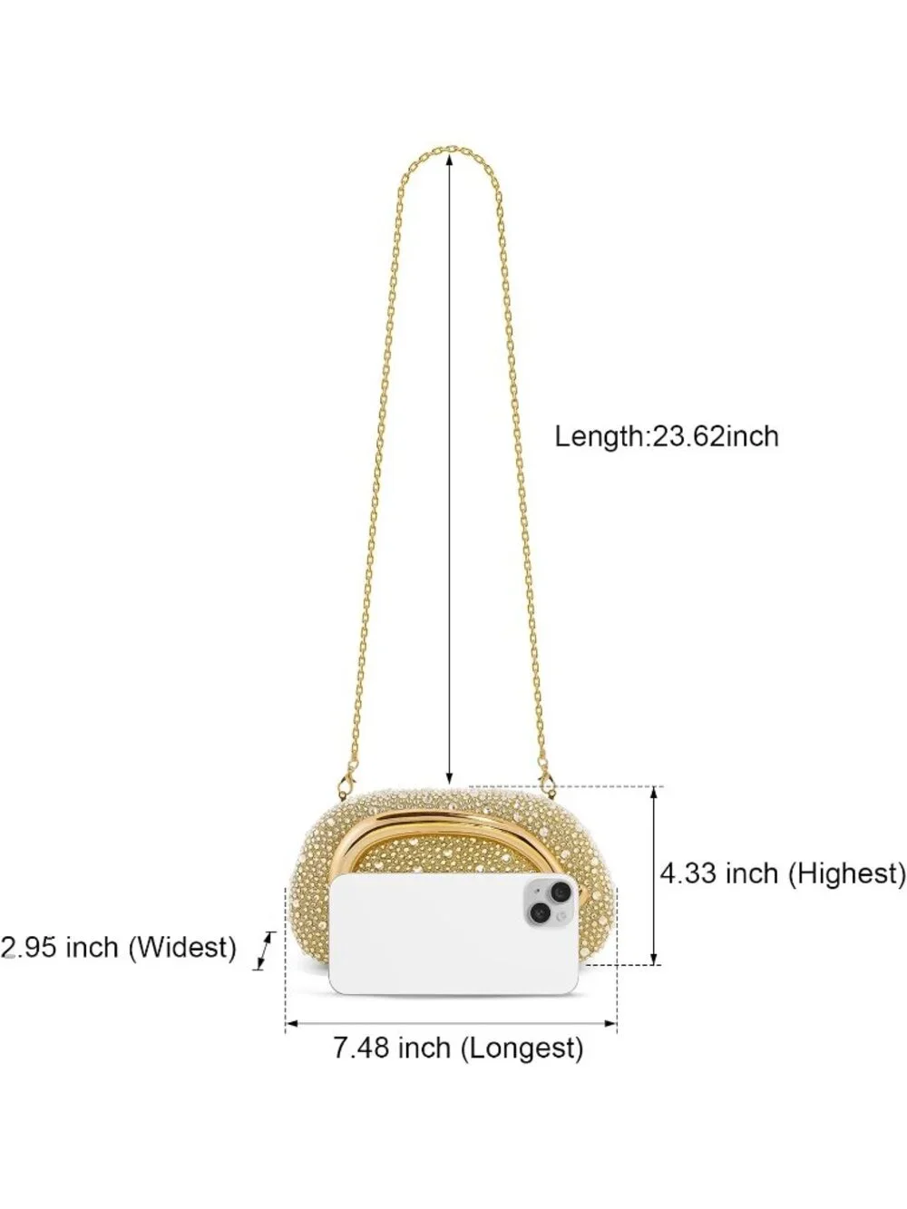 👜Women's Rhinestone Gold Acrylic Clutch Gold Handle Evening Bag Party